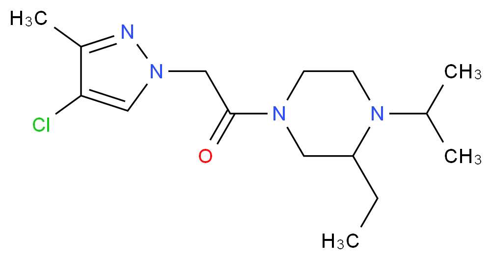 4-[(4-chloro-3-methyl-1H-pyrazol-1-yl)acetyl]-2-ethyl-1-isopropylpiperazine_分子结构_CAS_)