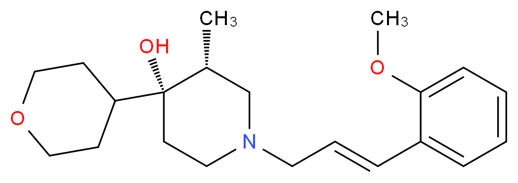 (3R*,4R*)-1-[(2E)-3-(2-methoxyphenyl)-2-propen-1-yl]-3-methyl-4-(tetrahydro-2H-pyran-4-yl)-4-piperidinol_分子结构_CAS_)
