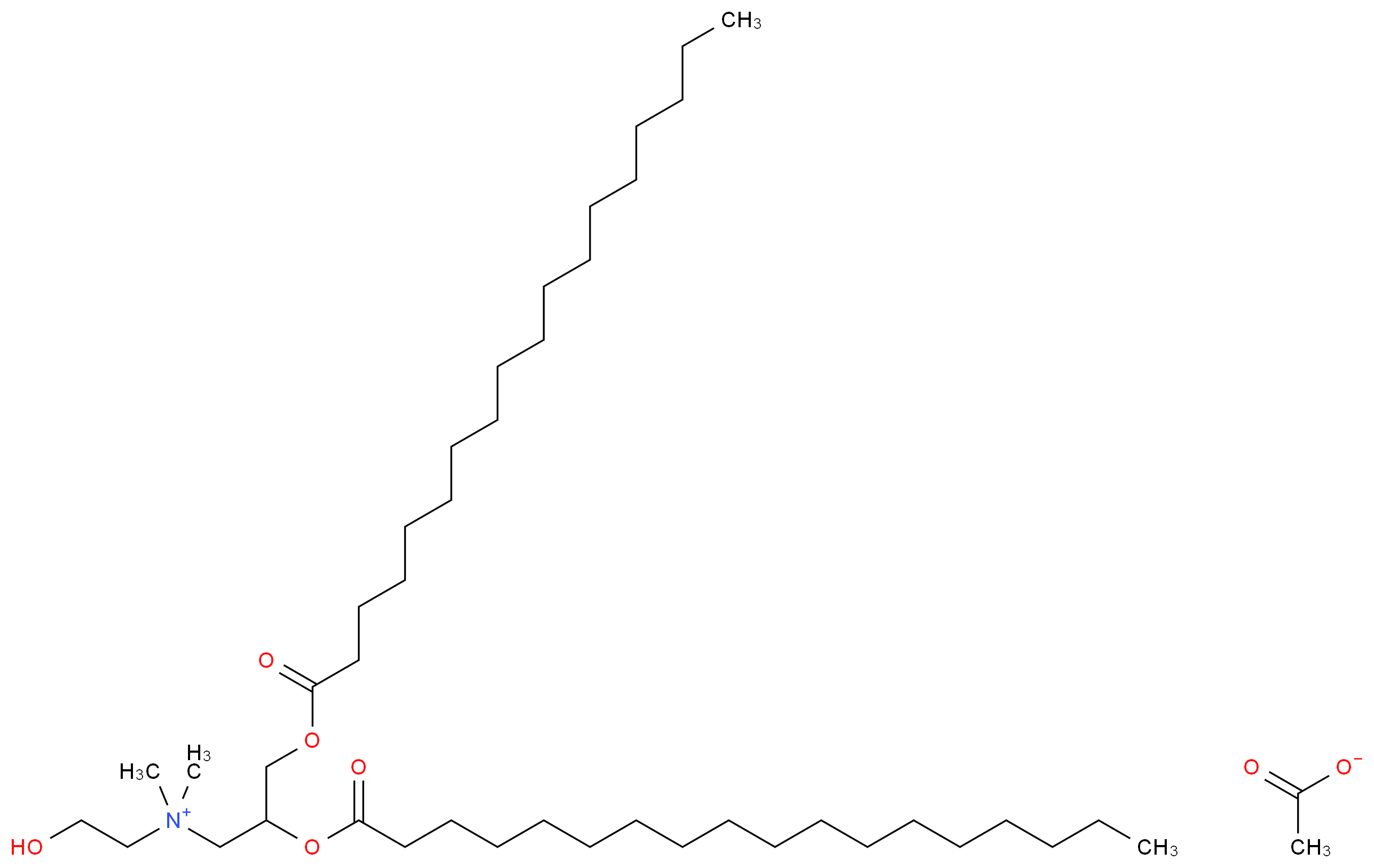 [2,3-bis(octadecanoyloxy)propyl](2-hydroxyethyl)dimethylazanium acetate_分子结构_CAS_13106-14-4