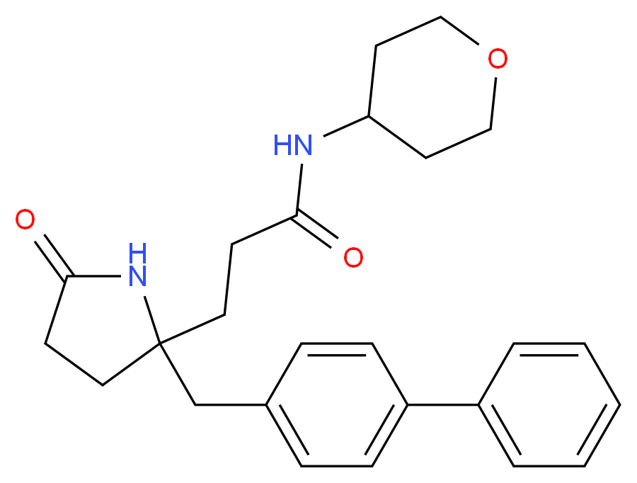 3-[2-(4-biphenylylmethyl)-5-oxo-2-pyrrolidinyl]-N-(tetrahydro-2H-pyran-4-yl)propanamide_分子结构_CAS_)