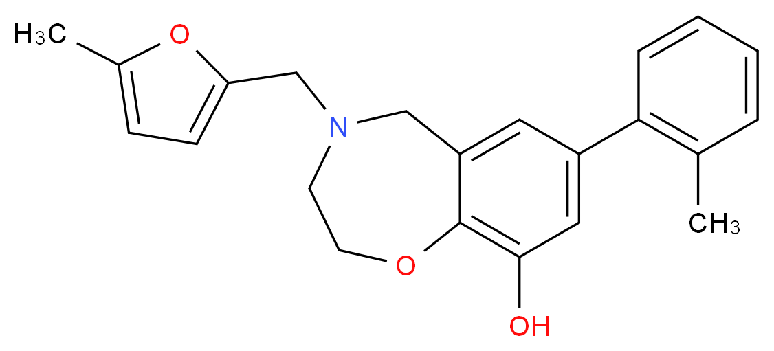 4-[(5-methyl-2-furyl)methyl]-7-(2-methylphenyl)-2,3,4,5-tetrahydro-1,4-benzoxazepin-9-ol_分子结构_CAS_)