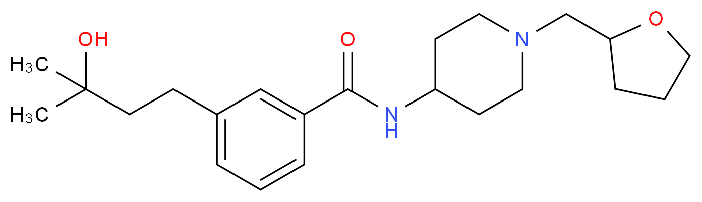 3-(3-hydroxy-3-methylbutyl)-N-[1-(tetrahydro-2-furanylmethyl)-4-piperidinyl]benzamide_分子结构_CAS_)
