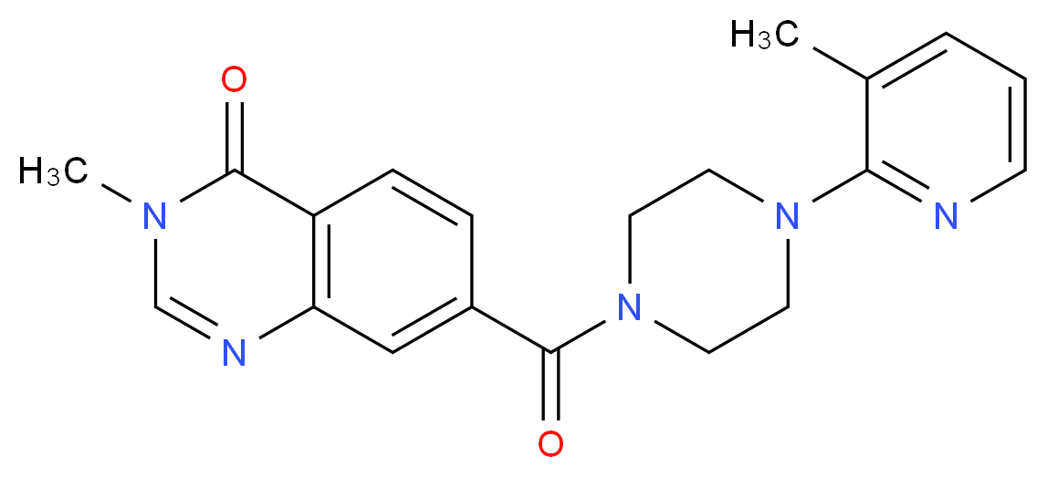 3-methyl-7-{[4-(3-methyl-2-pyridinyl)-1-piperazinyl]carbonyl}-4(3H)-quinazolinone_分子结构_CAS_)