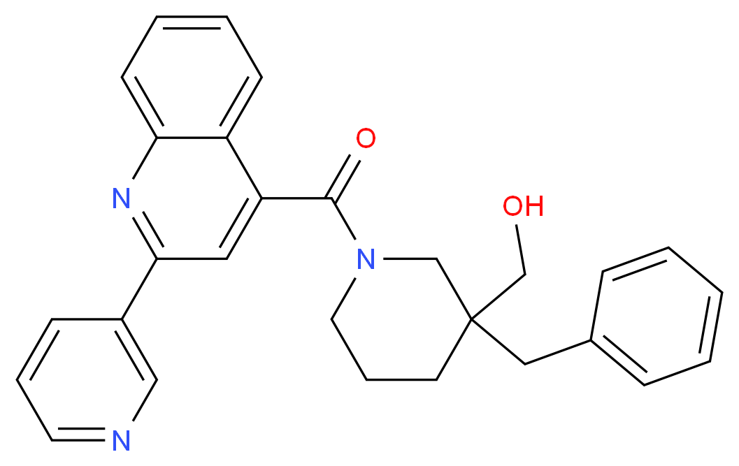 (3-benzyl-1-{[2-(3-pyridinyl)-4-quinolinyl]carbonyl}-3-piperidinyl)methanol_分子结构_CAS_)