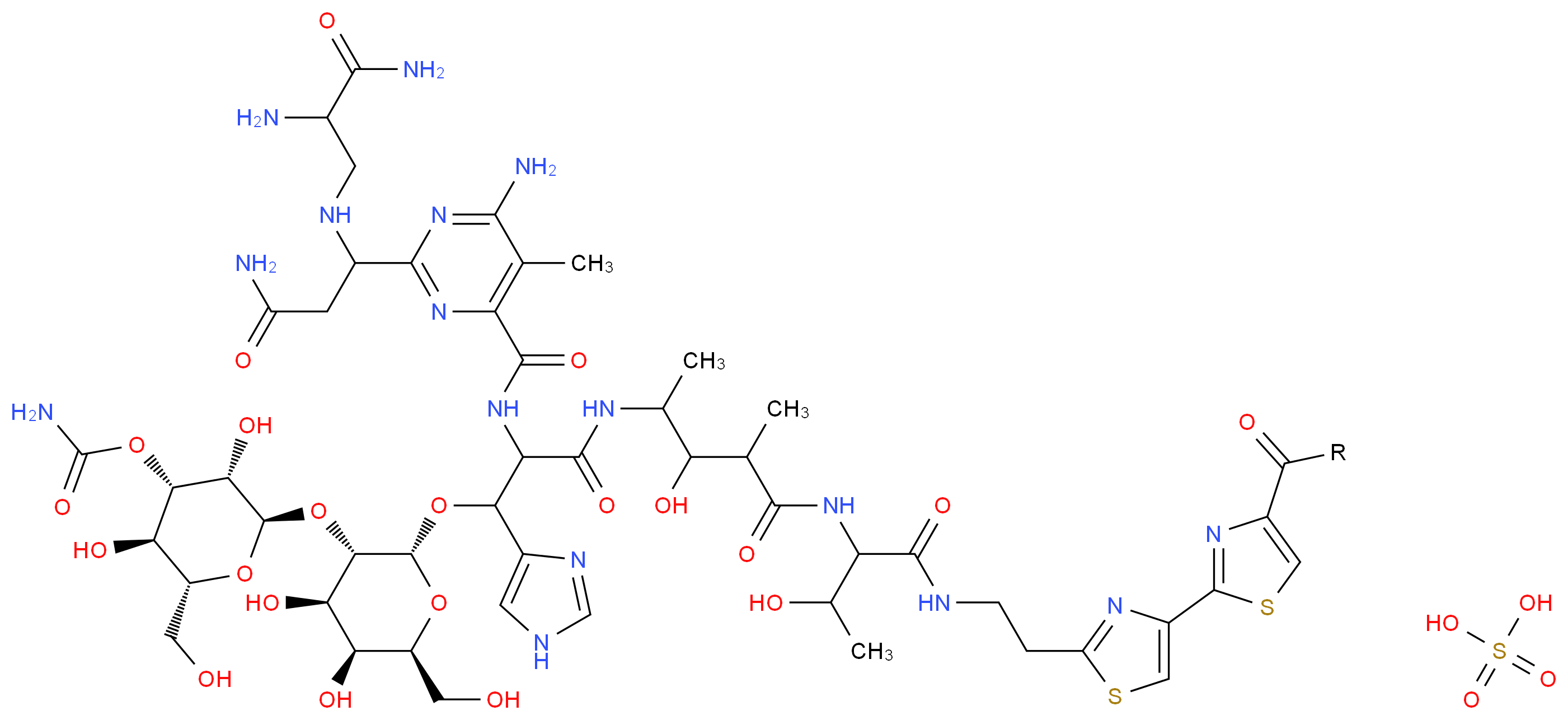 Bleomycin Sulfate (A mixture of bleomycin sulfate salts) >90%_分子结构_CAS_9041-93-4)