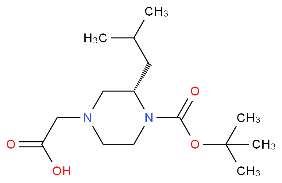 (S)-2-(4-(tert-butoxycarbonyl)-3-isobutylpiperazin-1-yl)acetic acid_分子结构_CAS_1240585-56-1)