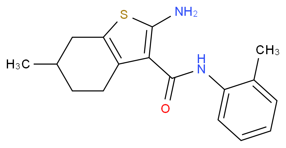 2-Amino-6-methyl-N-(2-methylphenyl)-4,5,6,7-tetrahydro-1-benzothiophene-3-carboxamide_分子结构_CAS_)
