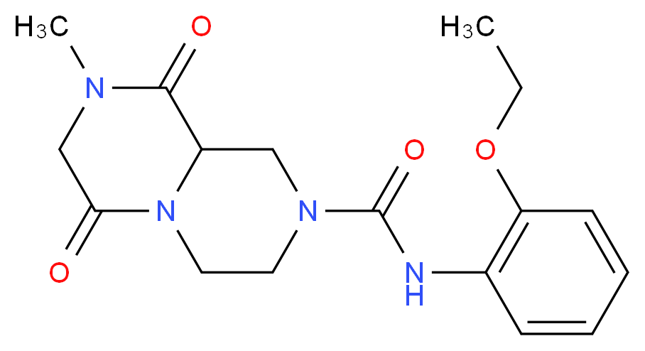 N-(2-ethoxyphenyl)-8-methyl-6,9-dioxooctahydro-2H-pyrazino[1,2-a]pyrazine-2-carboxamide_分子结构_CAS_)