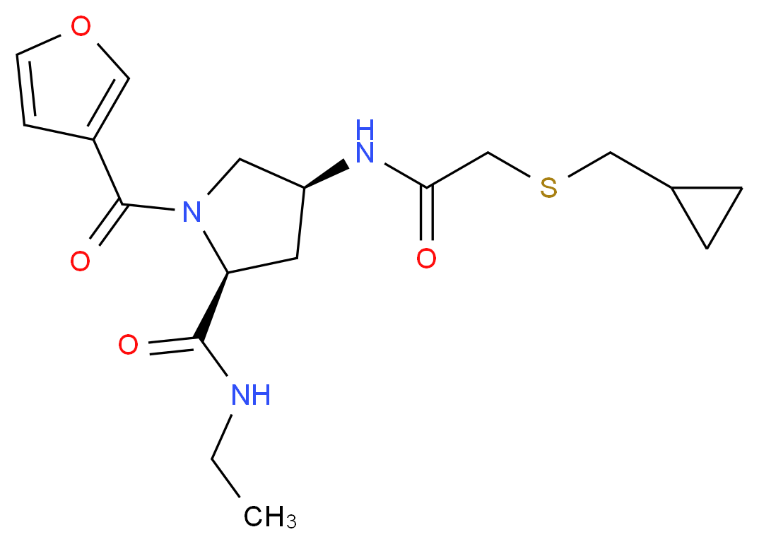(4S)-4-({[(cyclopropylmethyl)thio]acetyl}amino)-N-ethyl-1-(3-furoyl)-L-prolinamide_分子结构_CAS_)