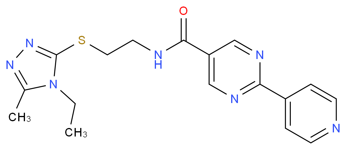 N-{2-[(4-ethyl-5-methyl-4H-1,2,4-triazol-3-yl)thio]ethyl}-2-pyridin-4-ylpyrimidine-5-carboxamide_分子结构_CAS_)