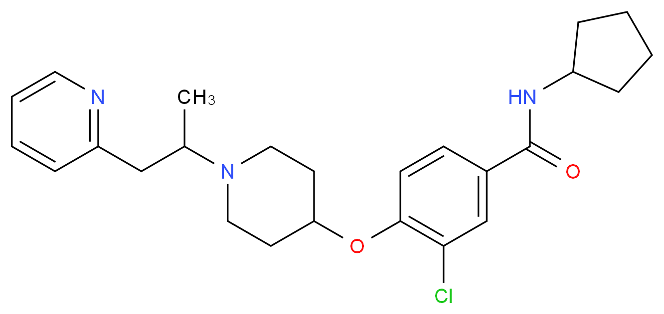 3-chloro-N-cyclopentyl-4-({1-[1-methyl-2-(2-pyridinyl)ethyl]-4-piperidinyl}oxy)benzamide_分子结构_CAS_)