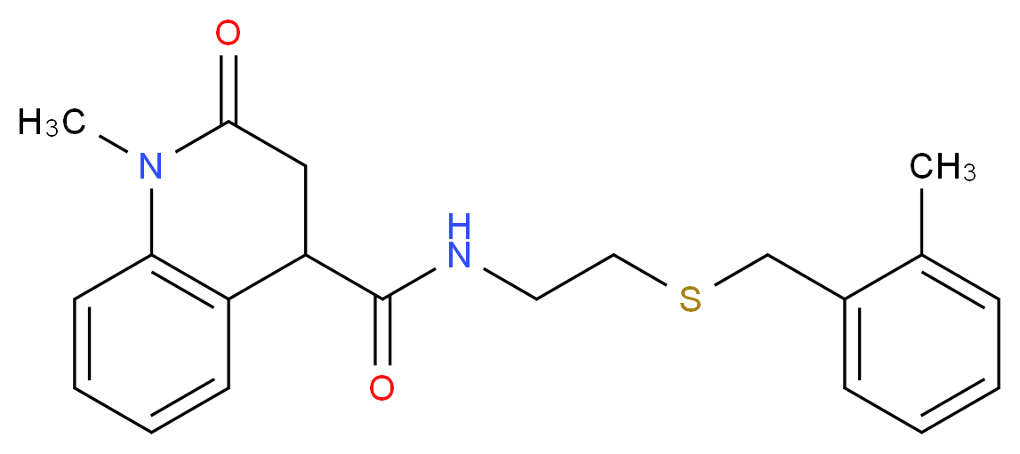 1-methyl-N-{2-[(2-methylbenzyl)thio]ethyl}-2-oxo-1,2,3,4-tetrahydroquinoline-4-carboxamide_分子结构_CAS_)