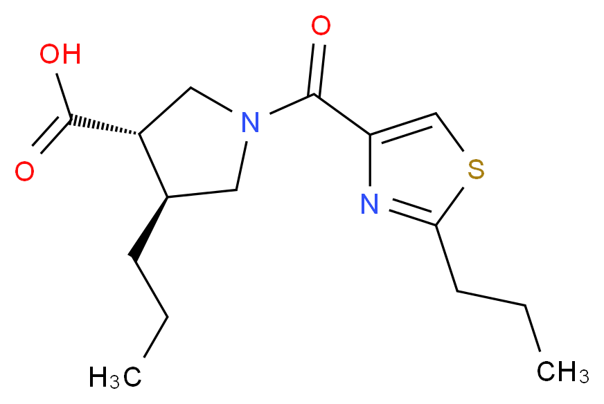 (3S*,4S*)-4-propyl-1-[(2-propyl-1,3-thiazol-4-yl)carbonyl]pyrrolidine-3-carboxylic acid_分子结构_CAS_)