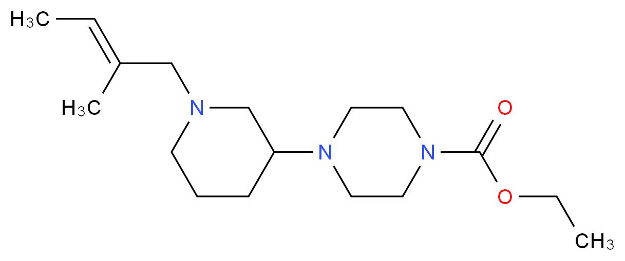ethyl 4-{1-[(2E)-2-methyl-2-buten-1-yl]-3-piperidinyl}-1-piperazinecarboxylate_分子结构_CAS_)