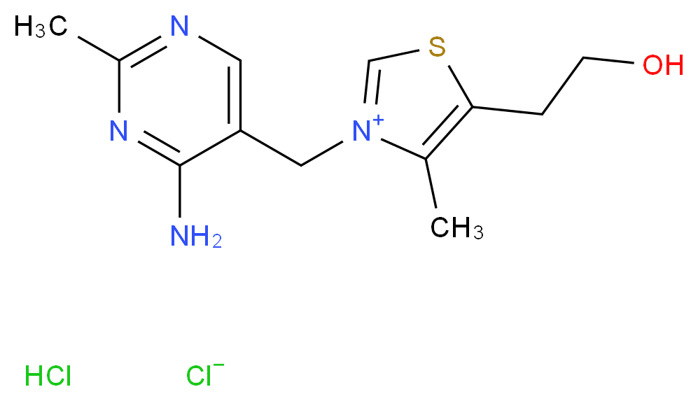 3-[(4-amino-2-methylpyrimidin-5-yl)methyl]-5-(2-hydroxyethyl)-4-methyl-1,3-thiazol-3-ium chloride hydrochloride_分子结构_CAS_67-03-8