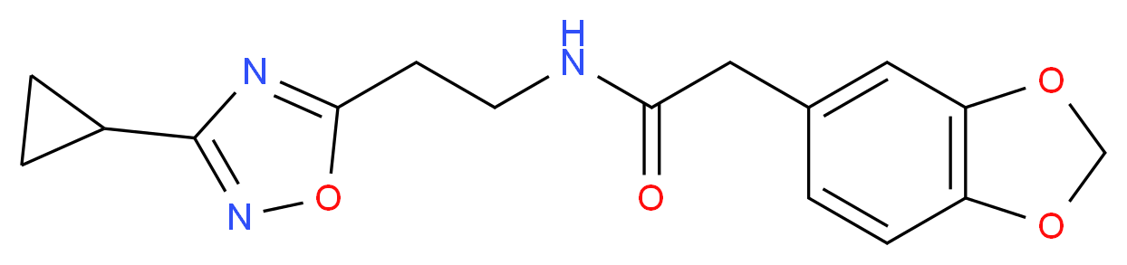 2-(1,3-benzodioxol-5-yl)-N-[2-(3-cyclopropyl-1,2,4-oxadiazol-5-yl)ethyl]acetamide_分子结构_CAS_)