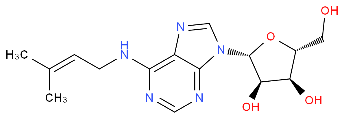 (2R,3S,4R,5R)-2-(hydroxymethyl)-5-{6-[(3-methylbut-2-en-1-yl)amino]-9H-purin-9-yl}oxolane-3,4-diol_分子结构_CAS_7724-76-7