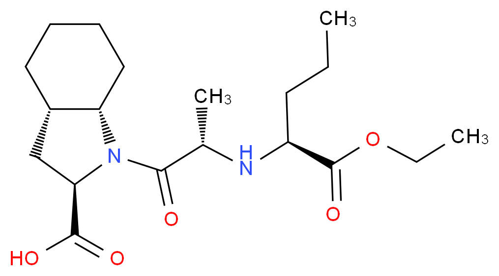(2R,3aS,7aS)-1-[(2S)-2-{[(2S)-1-ethoxy-1-oxopentan-2-yl]amino}propanoyl]-octahydro-1H-indole-2-carboxylic acid_分子结构_CAS_82834-16-0