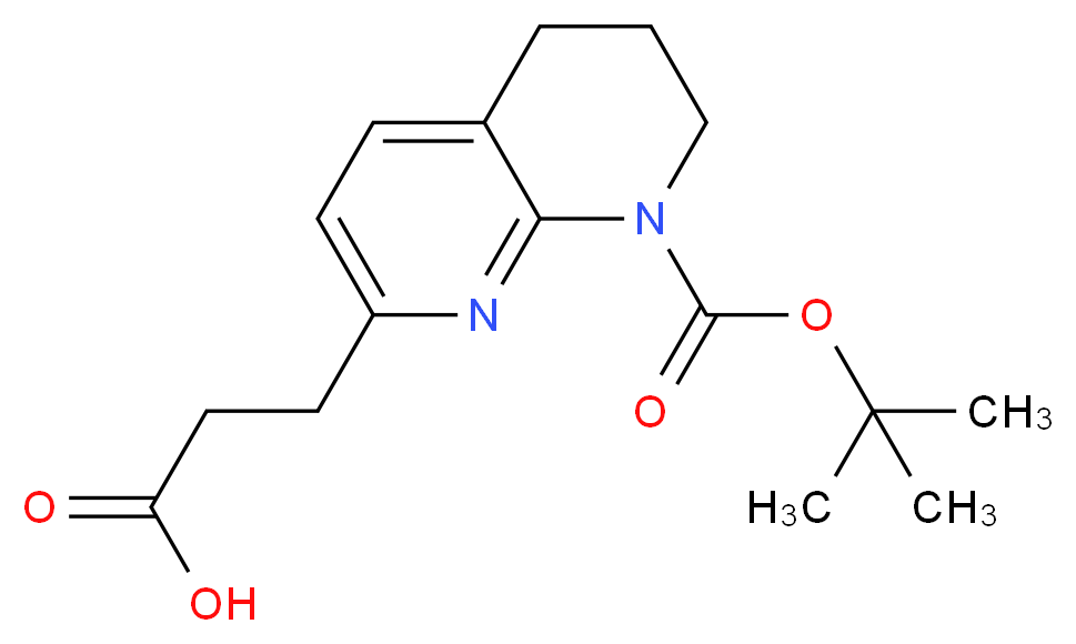 3-{8-[(tert-butoxy)carbonyl]-5,6,7,8-tetrahydro-1,8-naphthyridin-2-yl}propanoic acid_分子结构_CAS_886362-45-4
