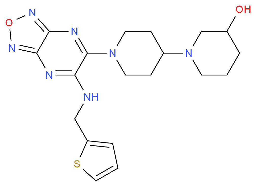 1'-{6-[(2-thienylmethyl)amino][1,2,5]oxadiazolo[3,4-b]pyrazin-5-yl}-1,4'-bipiperidin-3-ol_分子结构_CAS_)