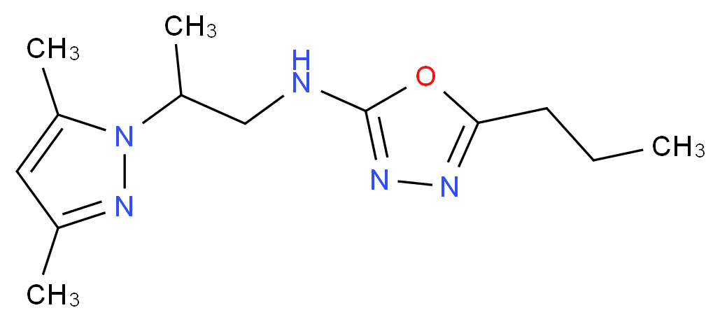 N-[2-(3,5-dimethyl-1H-pyrazol-1-yl)propyl]-5-propyl-1,3,4-oxadiazol-2-amine_分子结构_CAS_)