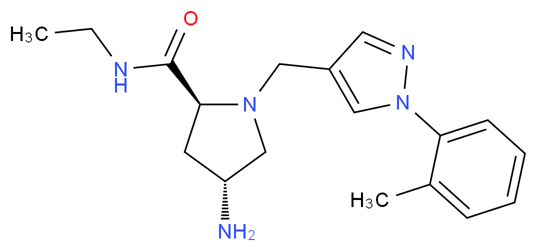 (2S,4R)-4-amino-N-ethyl-1-{[1-(2-methylphenyl)-1H-pyrazol-4-yl]methyl}pyrrolidine-2-carboxamide_分子结构_CAS_)