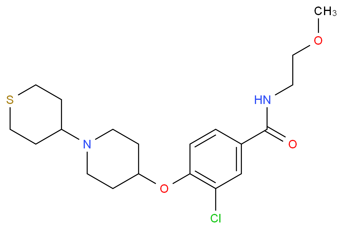3-chloro-N-(2-methoxyethyl)-4-{[1-(tetrahydro-2H-thiopyran-4-yl)-4-piperidinyl]oxy}benzamide_分子结构_CAS_)