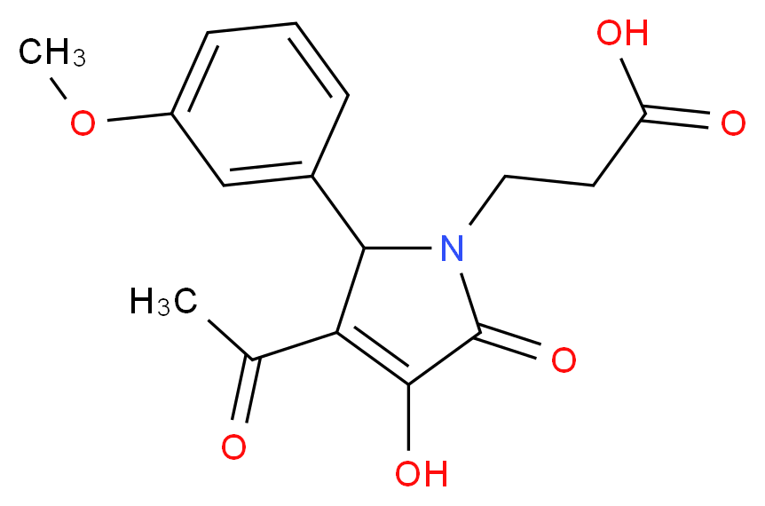 3-[3-acetyl-4-hydroxy-2-(3-methoxyphenyl)-5-oxo-2,5-dihydro-1H-pyrrol-1-yl]propanoic acid_分子结构_CAS_436088-34-5