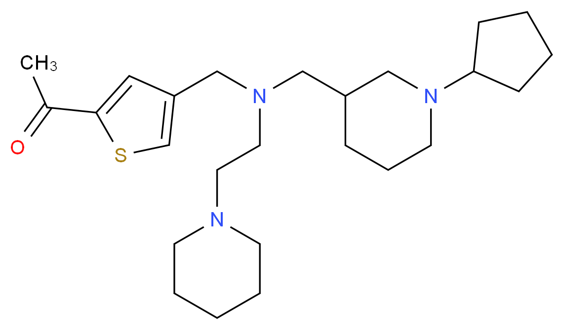 1-[4-({[(1-cyclopentyl-3-piperidinyl)methyl][2-(1-piperidinyl)ethyl]amino}methyl)-2-thienyl]ethanone_分子结构_CAS_)