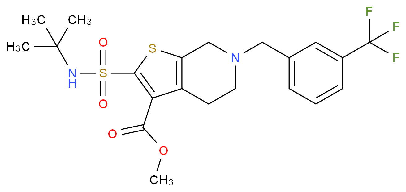 methyl 2-[(tert-butylamino)sulfonyl]-6-[3-(trifluoromethyl)benzyl]-4,5,6,7-tetrahydrothieno[2,3-c]pyridine-3-carboxylate_分子结构_CAS_)