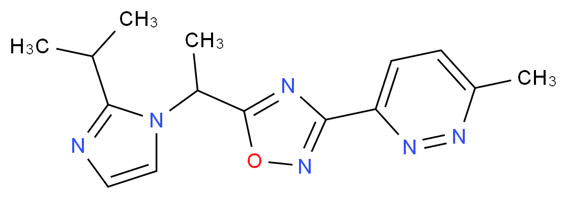 3-{5-[1-(2-isopropyl-1H-imidazol-1-yl)ethyl]-1,2,4-oxadiazol-3-yl}-6-methylpyridazine_分子结构_CAS_)