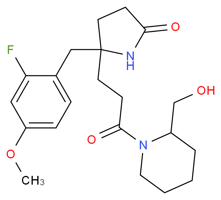 5-(2-fluoro-4-methoxybenzyl)-5-{3-[2-(hydroxymethyl)-1-piperidinyl]-3-oxopropyl}-2-pyrrolidinone_分子结构_CAS_)