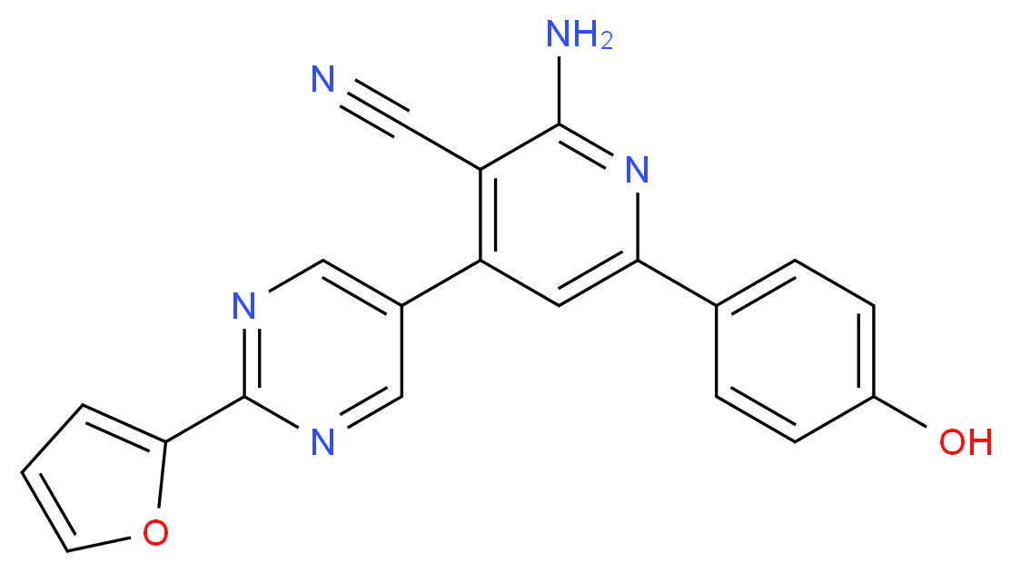2-amino-4-[2-(2-furyl)pyrimidin-5-yl]-6-(4-hydroxyphenyl)nicotinonitrile_分子结构_CAS_)