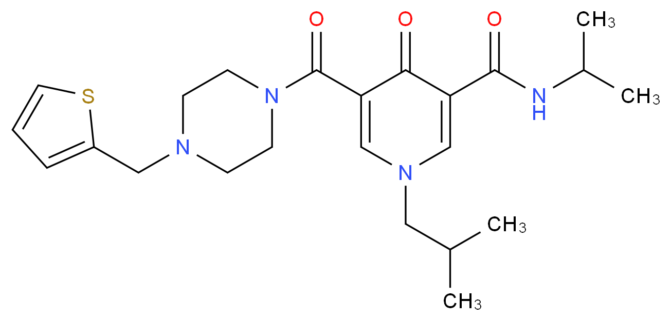 1-isobutyl-N-isopropyl-4-oxo-5-{[4-(2-thienylmethyl)-1-piperazinyl]carbonyl}-1,4-dihydro-3-pyridinecarboxamide_分子结构_CAS_)