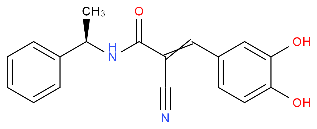 2-cyano-3-(3,4-dihydroxyphenyl)-N-[(1R)-1-phenylethyl]prop-2-enamide_分子结构_CAS_133550-32-0