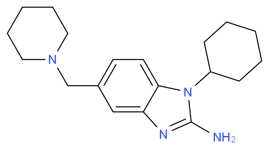 1-cyclohexyl-5-[(piperidin-1-yl)methyl]-1H-1,3-benzodiazol-2-amine_分子结构_CAS_509094-07-9