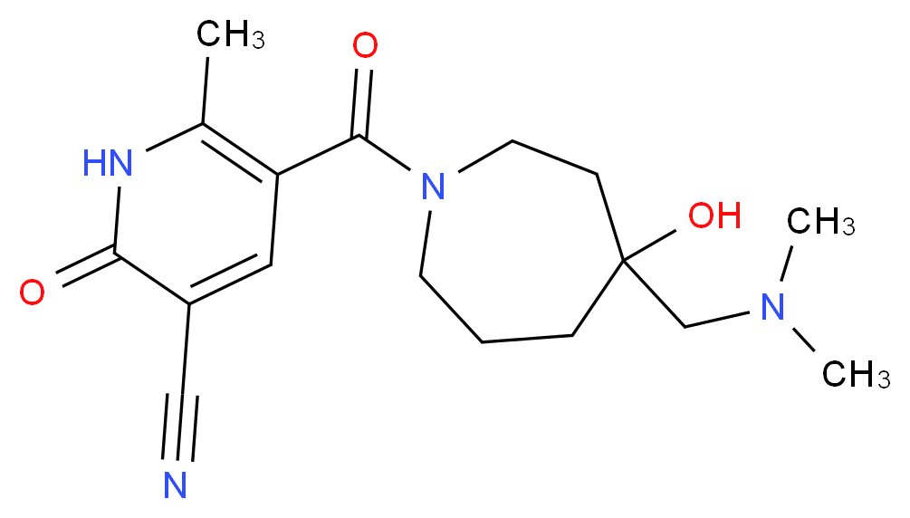 5-({4-[(dimethylamino)methyl]-4-hydroxy-1-azepanyl}carbonyl)-6-methyl-2-oxo-1,2-dihydro-3-pyridinecarbonitrile_分子结构_CAS_)