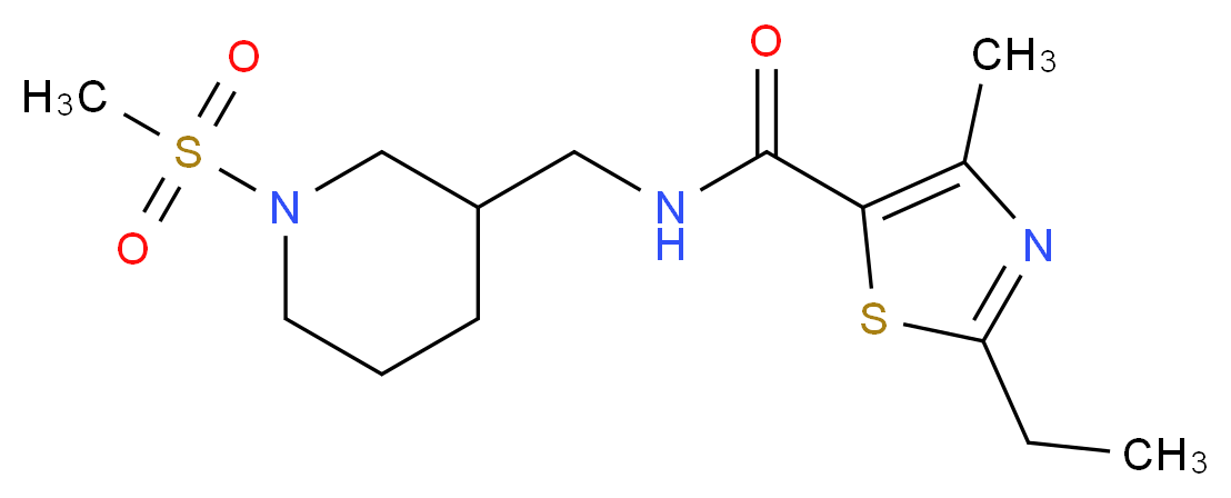 2-ethyl-4-methyl-N-{[1-(methylsulfonyl)piperidin-3-yl]methyl}-1,3-thiazole-5-carboxamide_分子结构_CAS_)