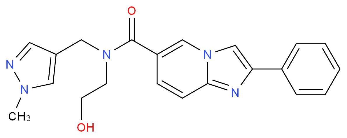 N-(2-hydroxyethyl)-N-[(1-methyl-1H-pyrazol-4-yl)methyl]-2-phenylimidazo[1,2-a]pyridine-6-carboxamide_分子结构_CAS_)