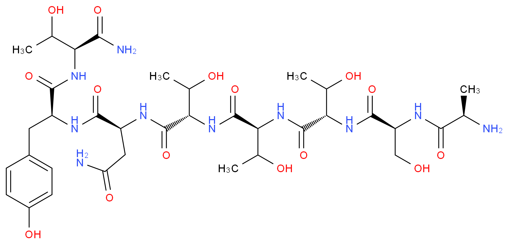 (2S)-2-[(2S)-2-[(2S)-2-[(2S)-2-[(2S)-2-[(2R)-2-aminopropanamido]-3-hydroxypropanamido]-3-hydroxybutanamido]-3-hydroxybutanamido]-3-hydroxybutanamido]-N-[(1S)-1-{[(1S)-1-carbamoyl-2-hydroxypropyl]carbamoyl}-2-(4-hydroxyphenyl)ethyl]butanediamide_分子结构_CAS_106362-34-9