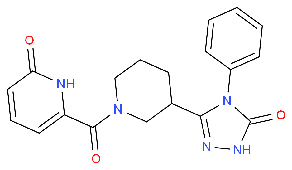 6-{[3-(5-oxo-4-phenyl-4,5-dihydro-1H-1,2,4-triazol-3-yl)piperidin-1-yl]carbonyl}pyridin-2(1H)-one_分子结构_CAS_)