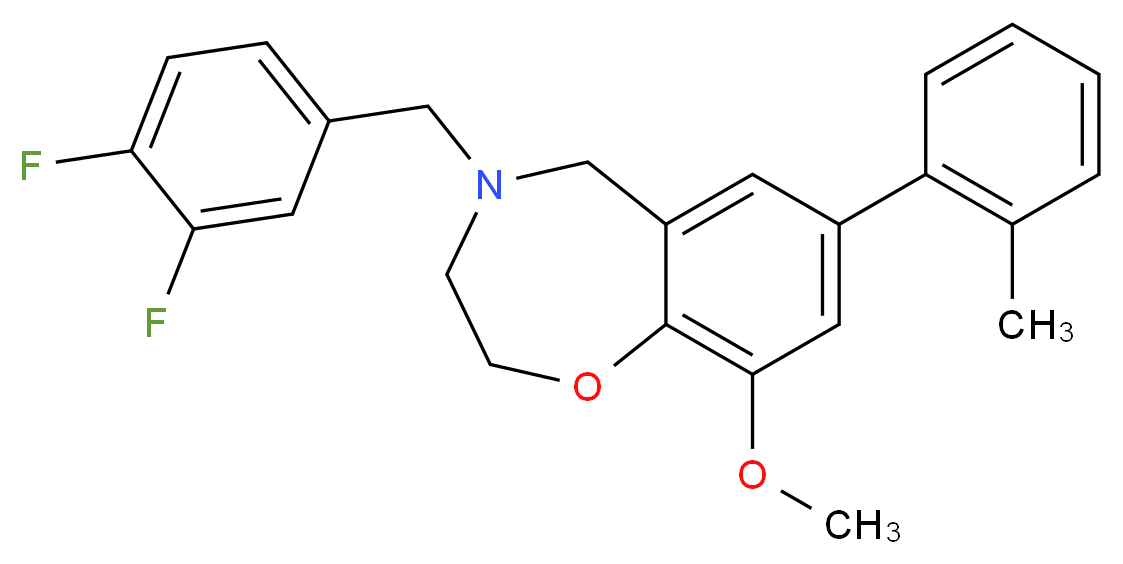 4-(3,4-difluorobenzyl)-9-methoxy-7-(2-methylphenyl)-2,3,4,5-tetrahydro-1,4-benzoxazepine_分子结构_CAS_)