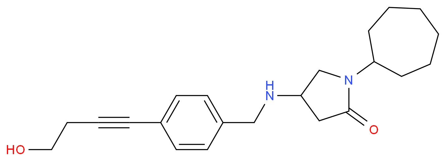 1-cycloheptyl-4-{[4-(4-hydroxy-1-butyn-1-yl)benzyl]amino}-2-pyrrolidinone_分子结构_CAS_)