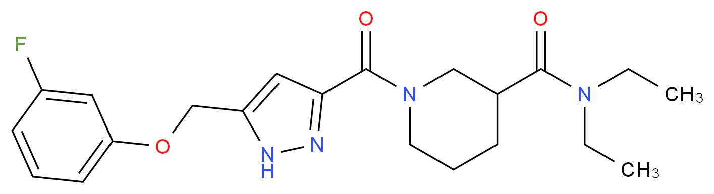 N,N-diethyl-1-({5-[(3-fluorophenoxy)methyl]-1H-pyrazol-3-yl}carbonyl)-3-piperidinecarboxamide_分子结构_CAS_)