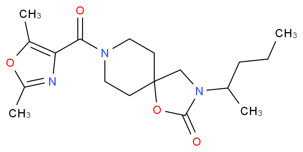 8-[(2,5-dimethyl-1,3-oxazol-4-yl)carbonyl]-3-(1-methylbutyl)-1-oxa-3,8-diazaspiro[4.5]decan-2-one_分子结构_CAS_)
