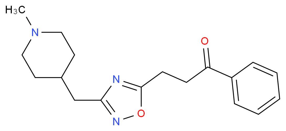 3-{3-[(1-methylpiperidin-4-yl)methyl]-1,2,4-oxadiazol-5-yl}-1-phenylpropan-1-one_分子结构_CAS_)