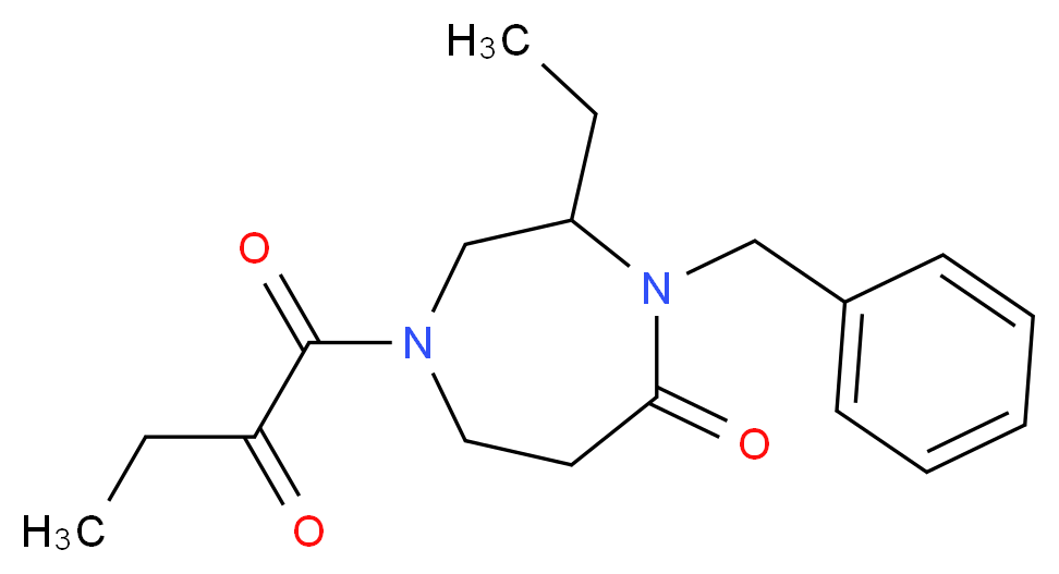 4-benzyl-3-ethyl-1-(2-oxobutanoyl)-1,4-diazepan-5-one_分子结构_CAS_)