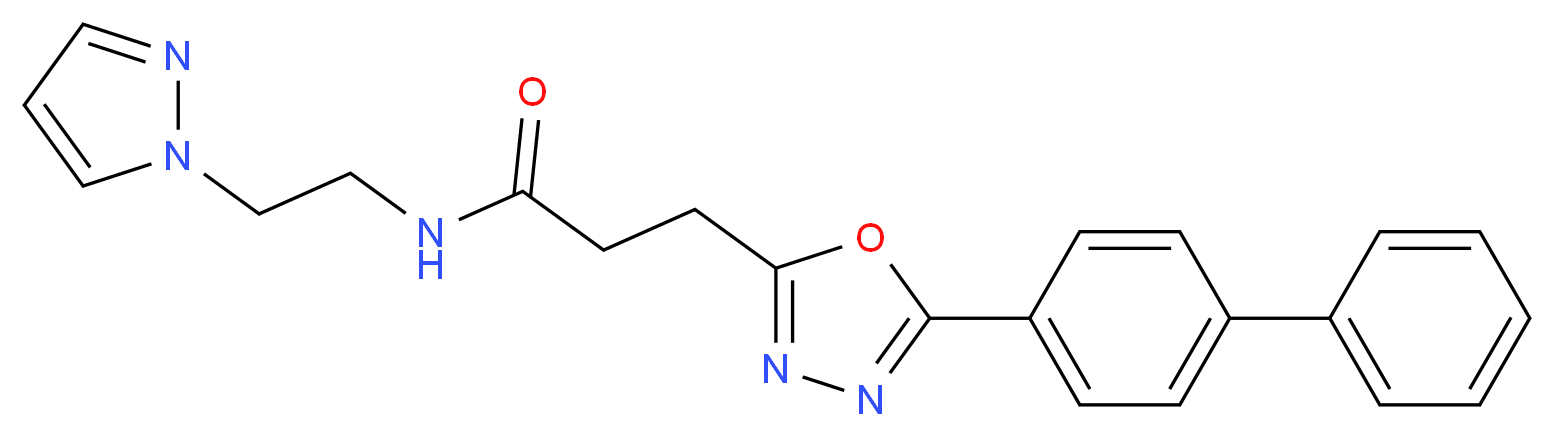 3-[5-(4-biphenylyl)-1,3,4-oxadiazol-2-yl]-N-[2-(1H-pyrazol-1-yl)ethyl]propanamide_分子结构_CAS_)