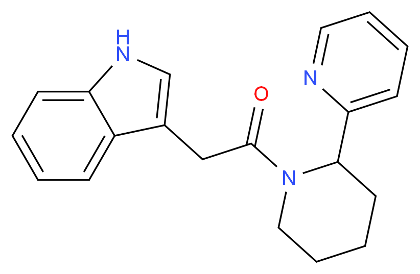 3-{2-oxo-2-[2-(2-pyridinyl)-1-piperidinyl]ethyl}-1H-indole_分子结构_CAS_)
