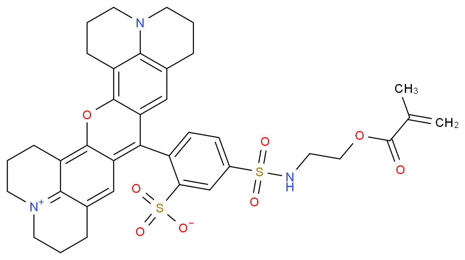 16-[4-({2-[(2-methylprop-2-enoyl)oxy]ethyl}sulfamoyl)-2-sulfonatophenyl]-3-oxa-9λ<sup>5</sup>,23-diazaheptacyclo[17.7.1.1<sup>5</sup>,<sup>9</sup>.0<sup>2</sup>,<sup>1</sup><sup>7</sup>.0<sup>4</sup>,<sup>1</sup><sup>5</sup>.0<sup>2</sup><sup>3</sup>,<sup>2</sup><sup>7</sup>.0<sup>1</sup><sup>3</sup>,<sup>2</sup><sup>8</sup>]octacosa-1(27),2(17),4,9(28),13,15,18-heptaen-9-ylium_分子结构_CAS_386229-75-0